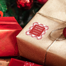 Karierter Urlaub am Roten und Weißen Tartan Quadratischer Aufkleber