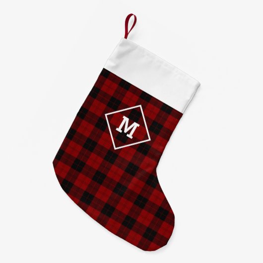 Karierter Urlaub Erstrot + Schwarz Kleiner Weihnachtsstrumpf (Vorderansicht (hängend))