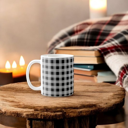 Karierter Urlaub in Black Gray Buffalo Kaffeetasse
