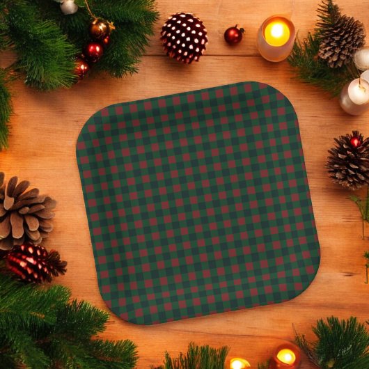 Karierter Urlaub in Red Green Buffalo Pappteller