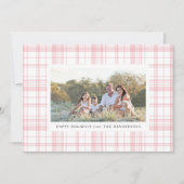 Karierter Urlaub in Rosa Feiertagskarte (Vorderseite)