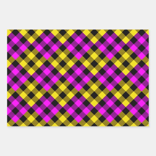 Karierter Urlaub in Rosa und Gelb Buffalo Geschenkpapier Set (Vorderseite 3)