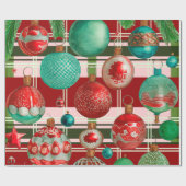 Karierter Urlaub in Rot Grün Geschenkpapier (Flach)