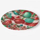 Karierter Urlaub in Rot Grün Pappteller (Schrägansicht)