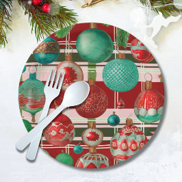 Karierter Urlaub in Rot Grün Pappteller