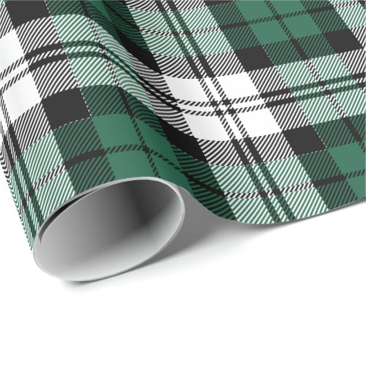 Karierter Urlaub in Rustikal, grün und weiß Tartan Geschenkpapier (Rolleneckpunkt)