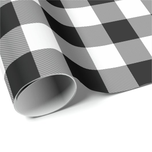 Karierter Urlaub in Schwarz-Weiß-Buffalo Geschenkpapier (Rolleneckpunkt)