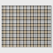 Karierter Urlaub in Tan Black und White Tartan Geschenkpapier (Flach)