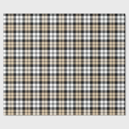 Karierter Urlaub in Tan Black und White Tartan Geschenkpapier (Flach)