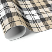 Karierter Urlaub in Tan Black und White Tartan Geschenkpapier (Rolleneckpunkt)