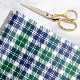 Karierter Urlaub in Tartan, Classic Green und Nav Geschenkpapier