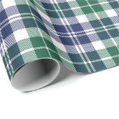 Karierter Urlaub in  Tartan, Classic Green und Nav Geschenkpapier (Rolleneckpunkt)