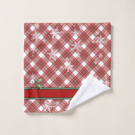 Karierter Vorname von Weihnachten Roter Grüner Tar Badhandtuch Set (Waschlappen)