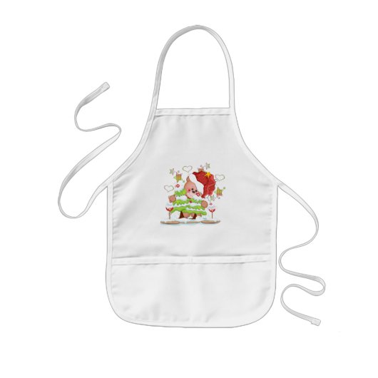 Karierter Weihnachtsbär Kinderschürze (Vorne)