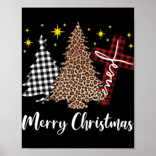 Karierter Weihnachtsbaum Christliches Kreuz Jesus  Poster