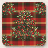 Karierter Weihnachtsbaum | Christmas Cork Unterset Getränkeuntersetzer (Vorderseite)