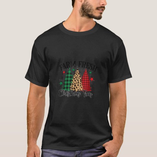 Karierter Weihnachtsbaum Leopard Grafik T-Shirt (Vorderseite)