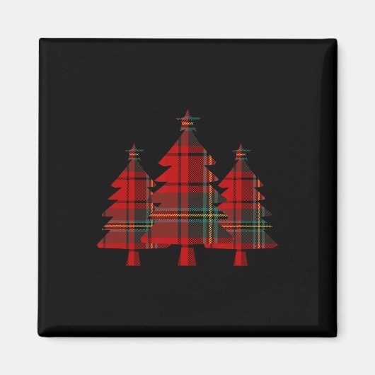 Karierter Weihnachtsbaum Pine Trees Magnet (Vorne)