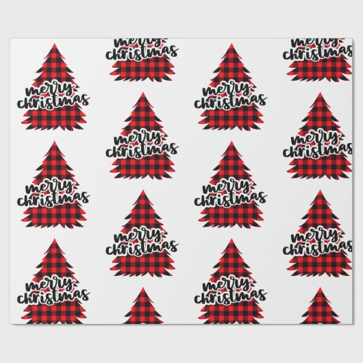 Karierter Weihnachtsbaum rot und schwarz Geschenkpapier (Flach)