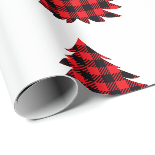 Karierter Weihnachtsbaum rot und schwarz Geschenkpapier (Rolleneckpunkt)