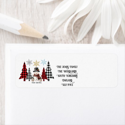 Karierter Weihnachtsbaum Snowman - Frohe Weihnacht (Insitu)