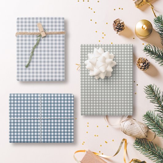 Karierter Weihnachtsbüffel Karo | Gingham pastellf Geschenkpapier Set