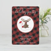 Karierter Weihnachtsfeiertag Einladung (Stehend Vorderseite)