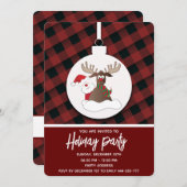 Karierter Weihnachtsfeiertag Einladung (Vorne/Hinten)