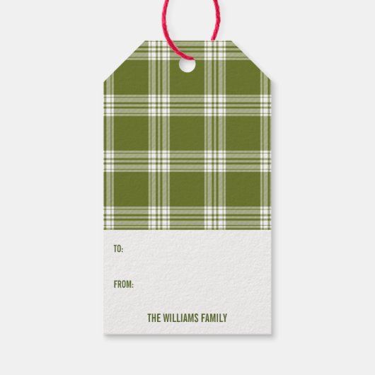 Karierter Weihnachtsgeschenk-Tag Geschenkanhänger (Rückseite)