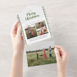 Karierter Weihnachtsgrün 4 Foto Urlaub All In One Einladung