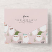 Karierter Weihnachtsgrün Rosa 4 Foto Urlaub All In One Einladung (Rückseite)