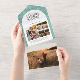 Karierter Weihnachtsgrün Rosa 4 Foto Urlaub All In One Einladung