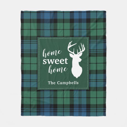 Karierter Weihnachtsklan Campbell Rustic Tartan Fleecedecke (Vorderseite)