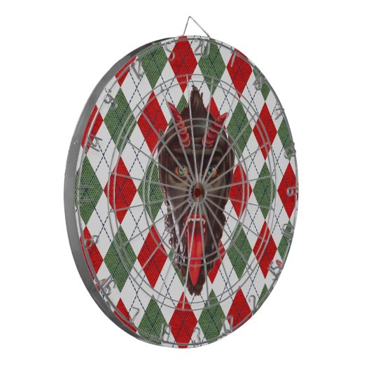 karierter Weihnachtskrampf Dartscheibe (Vorderseite Links)