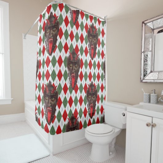 karierter Weihnachtskrampf Duschvorhang (Beispiel)