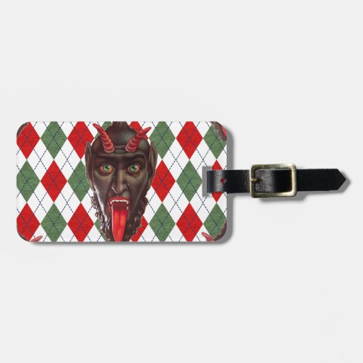 karierter Weihnachtskrampf Gepäckanhänger (Vorderseite horizontal)