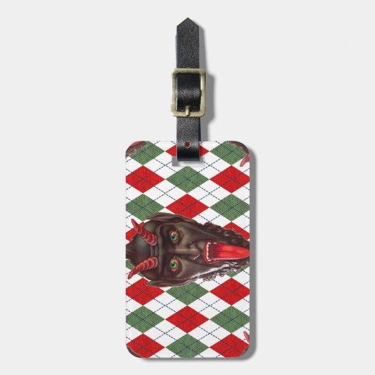karierter Weihnachtskrampf Gepäckanhänger (Vorderseite vertikal)