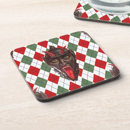 karierter Weihnachtskrampf Getränkeuntersetzer (Linke Seite)