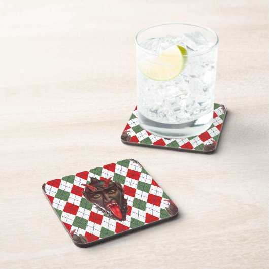karierter Weihnachtskrampf Getränkeuntersetzer (Rechte Seite)