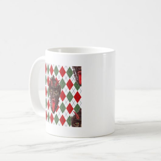 karierter Weihnachtskrampf Kaffeetasse (Vorderseite Links)