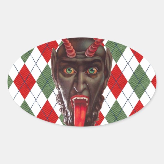 karierter Weihnachtskrampf Ovaler Aufkleber (Vorderseite)