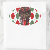 karierter Weihnachtskrampf Ovaler Aufkleber (Tasche)
