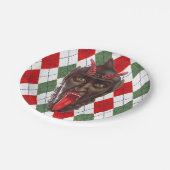 karierter Weihnachtskrampf Pappteller (Schrägansicht)