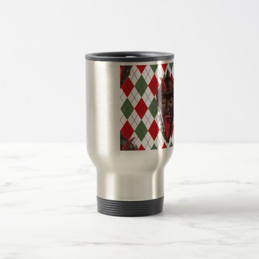 karierter Weihnachtskrampf Reisebecher (Mittel)