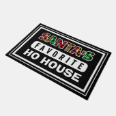 Karierter Weihnachtsmann liebt Ho House Weihnachte Fußmatte (Schrägansicht)