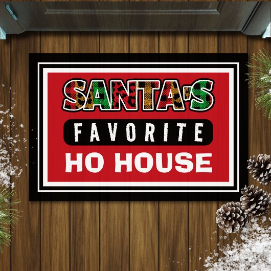 Karierter Weihnachtsmann liebt Ho House Weihnachte Fußmatte
