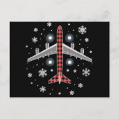 Karierter Weihnachtspilot Feiertagspostkarte (Vorderseite)