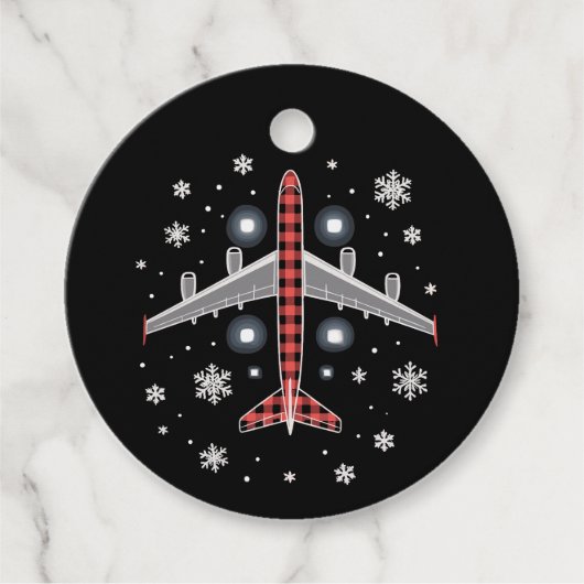 Karierter Weihnachtspilot Geschenkanhänger (Vorderseite)