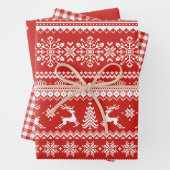 Karierter Weihnachtspuffbüffel mit Sternen Geschenkpapier Set (Beispiel)