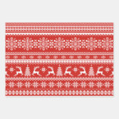 Karierter Weihnachtspuffbüffel mit Sternen Geschenkpapier Set (Vorderseite)